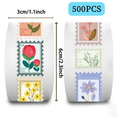 500PCS Flower Stamps Roll Sticker Cartoon Y2k Fashion Scrapbook Graffiti Cafe DI