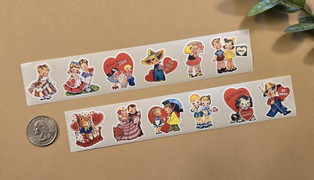 12 Vintage Style Valentine Stickers Retro Style Valentine Stickers Cute Stickers