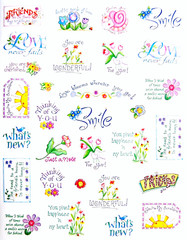 FLOWER WORD SAYINGS STICKERS SEALS 8.5″ X 10 1/2″ Sheet Friends Love #65
