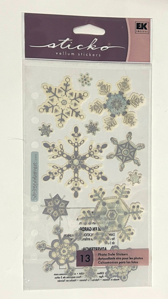 Shiny Silver White Vellum Snowflake Winter New Pack Scrapbook Stickers Sticko