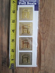Vintage NEW Stephen Fossler Deep Embossed Gold Foil Seals 12 Monogram “H” USA