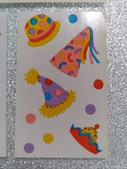 Vintage Mrs Grossman’s Stickers BIRTHDAY PARTY hats pinwheels confetti 1989-92