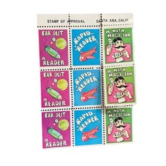 VTG 1980s Lick & Stick Stamps Encouragement Math Reading Retro Mod Lot Of 11
