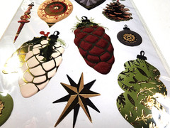 Metallic Christmas Ornaments 3D Sticko Stickers – Embossed Foil Pinecones 16pc