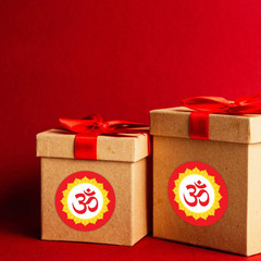 Om Symbol Decorative Party Stickers, 40 Count, 2 Inches, Round, 4 Traditional Co