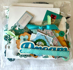 Teal Blue LG lot scrapbook planner journal junk collage ephemera Prima Flowers