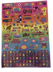 Vintage Lisa Frank Vintage Y2K Sticker Sheet Friends Holidays Alphabet S1273-01