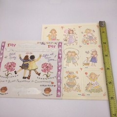 Vintage Stickers Friendship Girls Gardening Scrapbooking Lot Of 2 Sheets