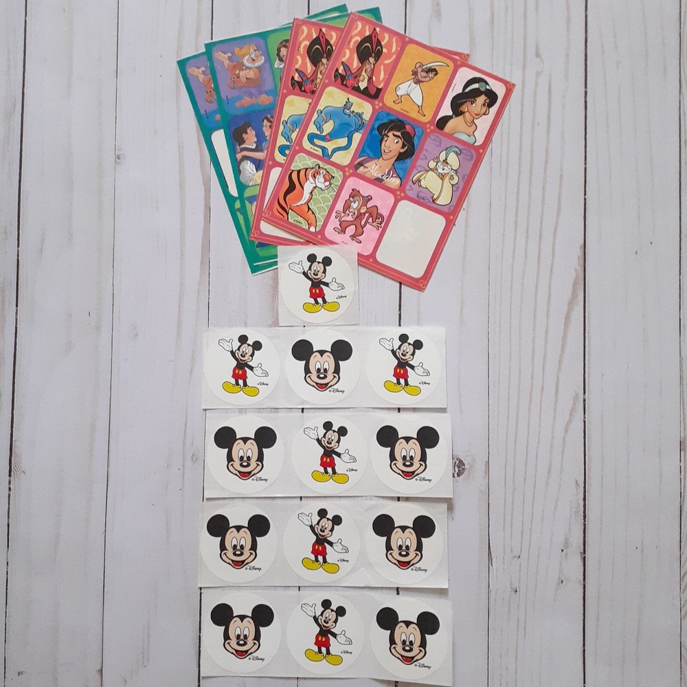 Disney World Mickey Souvenir Sticker-13 and Aladdin Snow White Stickers-4 Sheets