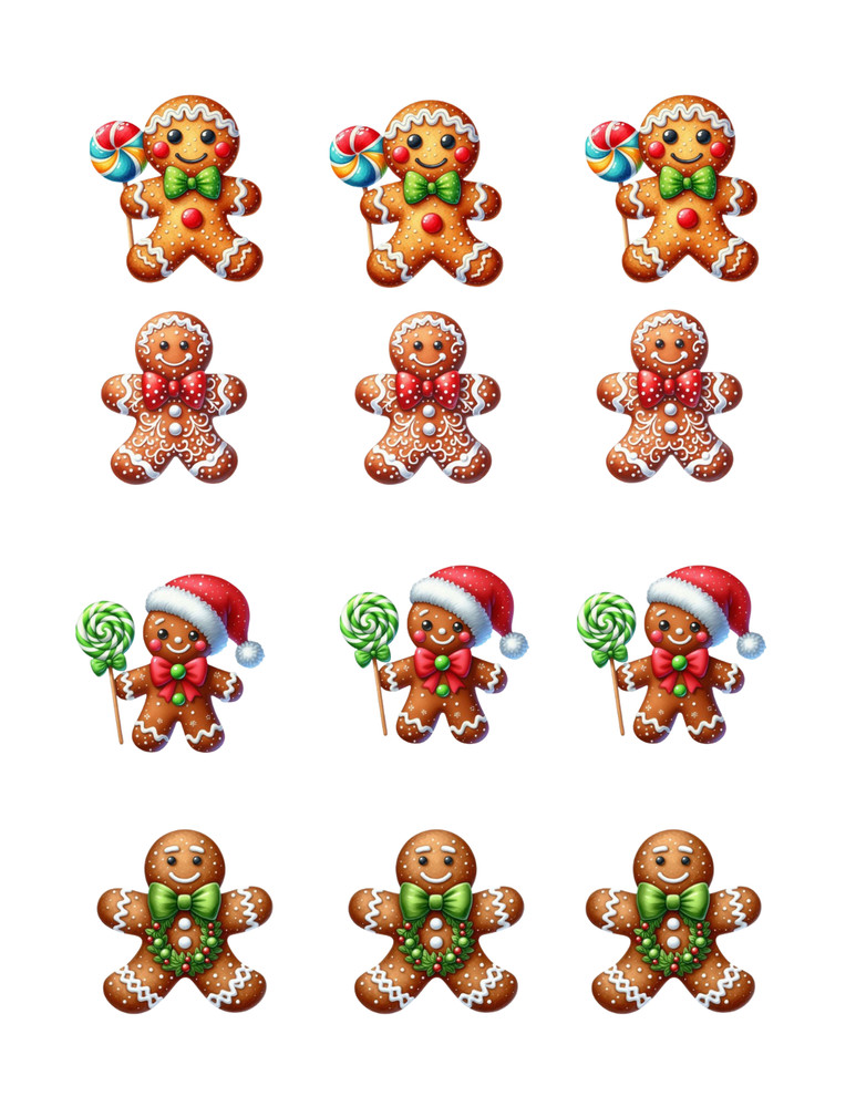 Gingerbread Men Card Toppers Junk Journal Supplies Scrapbook