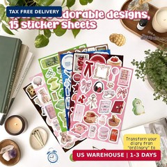 300Pcs Vintage Aesthetic Stickers for Journaling, Waterproof Vinyl Cute Sticker