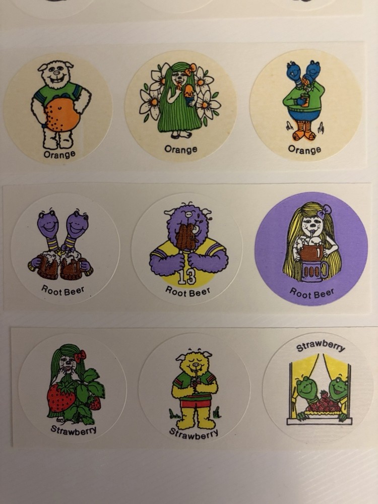 Vintage Stickers Scratch And Sniffs CTP MARTIANS 3 Strips Of Three MATTE 1980s