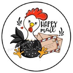 HAPPY MAIL CHICKEN ROOSTER ENVELOPE SEALS LABELS STICKERS PARTY FAVORS