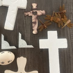 Junk Journal Scrapbook Embellishment Lot Crosses Metal Corners Corks DIY 100pc