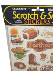 Vtg «Celebrity» Scratch And Sniff Mark 1 Stickers Sheet Cowboy Western Leather