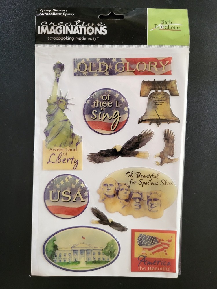 CREATIVE IMAGINATIONS Epoxy Stickers 6×9 USA America American Pride Patriotic