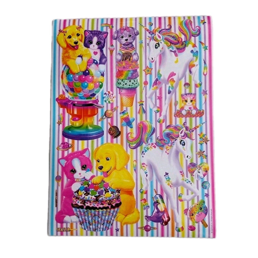 Lisa Frank Stickers Large Sheet Unicorns Puppies Cats 13X9 One Sheet