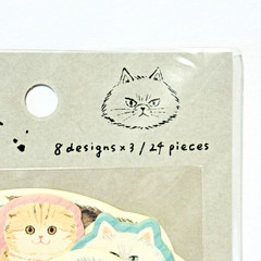 Cute Cat Flake Sticker Set 24pcs Kawaii Cats Japan Stationery