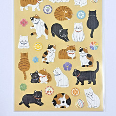 Japanese Washi Style Cat Sticker Sheet Cute Journal Stickers Made in Japan