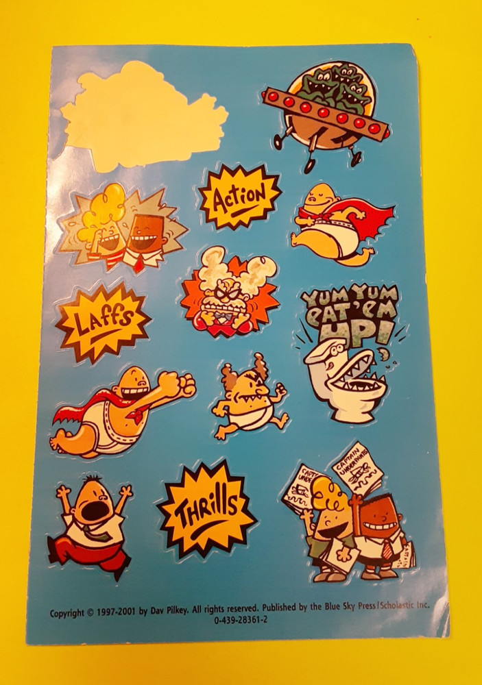 vintage Scholastic Captain Underpants partial sticker sheet *damaged*