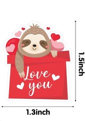 100 Pieces 1.5” Sloth Valentines Love Heart Stickers Party Decor Envelope Seals