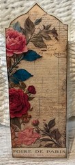 3 Paris Themed Vintage Floral Bookmarks 6×2″ For Book Lovers & Asst Sticker
