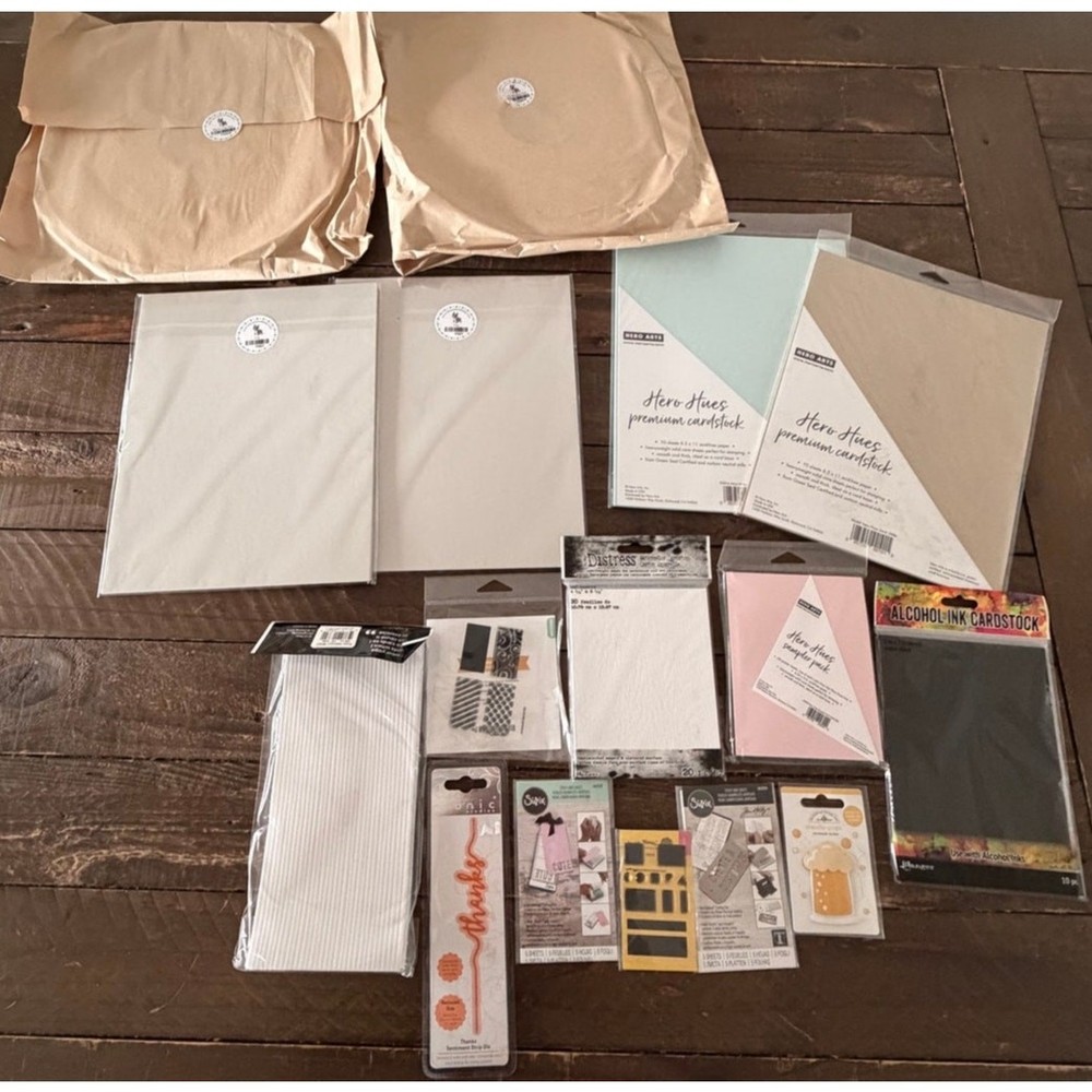 NEW Cardmaking Bundle Cardstock Dies Alcohol Ink Hero Arts Distress Sizzix Lot