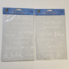 NEW 2 Sheets Deja Views Wonderful Words Rub-Ons White Baby Girl Boy Words -G