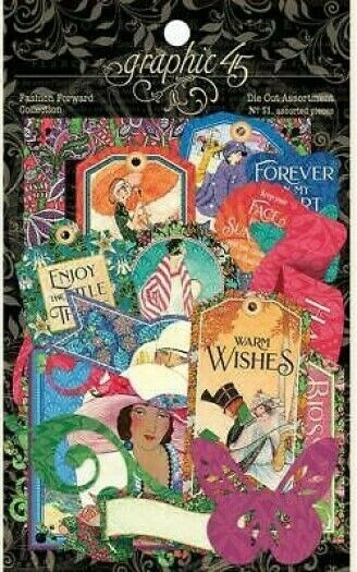 Graphic 45 Fashion Forward Collection Die Cuts Month Celebration Accents Tags