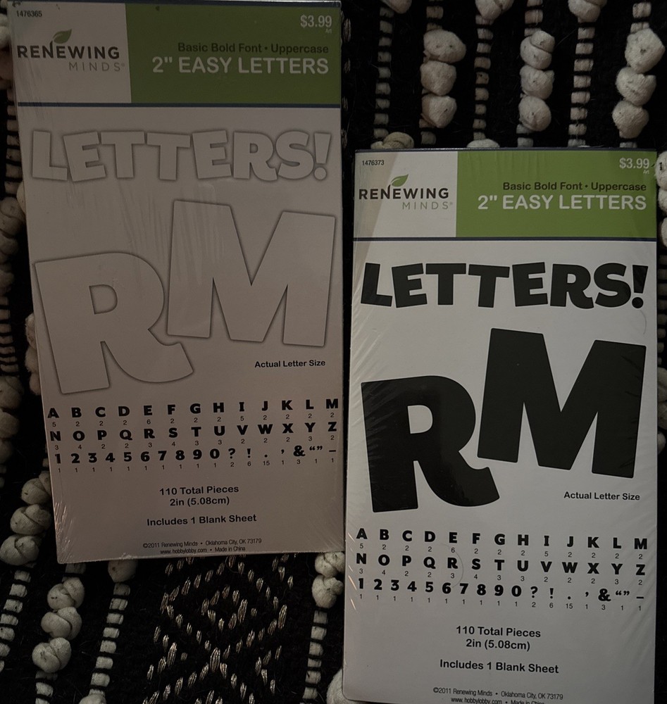 Lot of 2 Adhesive Letters Numbers Stickers Renewing Minds Craft Scrapbook 2in