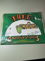 Dinosaur Stickers Vintage 1990s Highlights Reading Book Club 8×11″ 90s