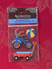 BLUE BIKE RED WAGON BALL 3D STICKERS RECOLLECTIONS