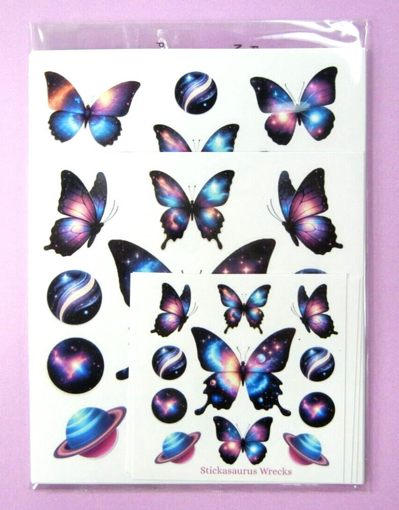 Galaxy Butterflies Sticker Sheet Pack Of 11