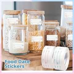 8 Rolls 4000 Pieces Removable Food Labels, 1 x 2 Inch Date Stickers Blue+red