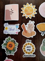 STICKERS x 12 Positive Affirmation Happy You are My Sunshine Palm Flowers 23Y2