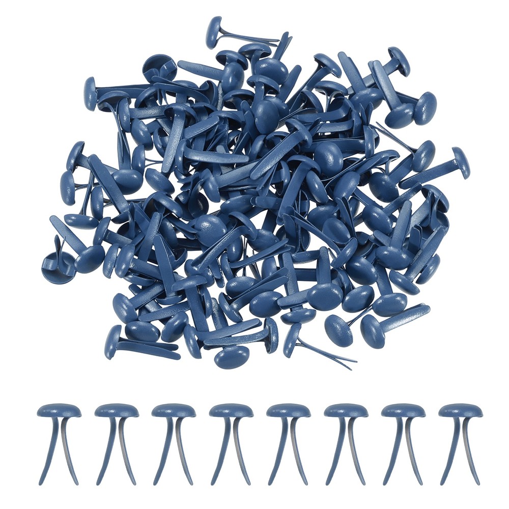 250Pcs Brads Paper Fasteners, 4.5×8 mm Metal Round Head Split Pins, Dark Blue