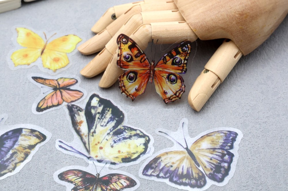 yellow butterfly sticker | yellow black butterfly beautiful themed PET