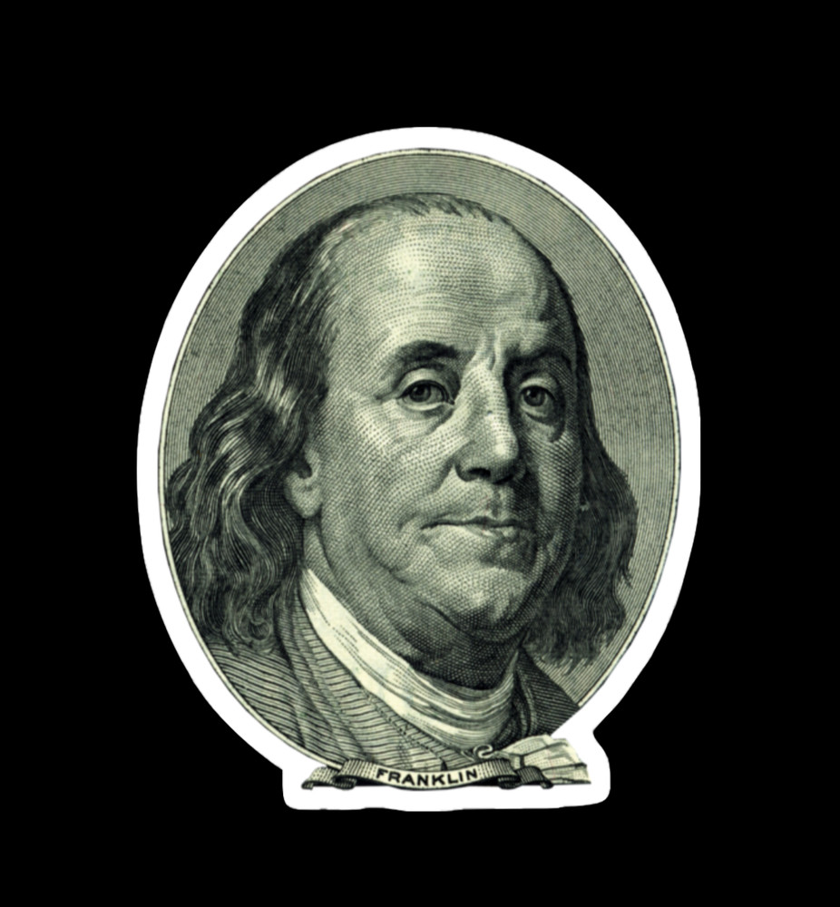 One Hundred Dollar Bill Benjamin Franklin Sticker Decal