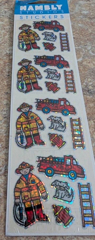 Vintage Hambly Prismatic Firefighter Scrapbooking Stickers Sealed RARE