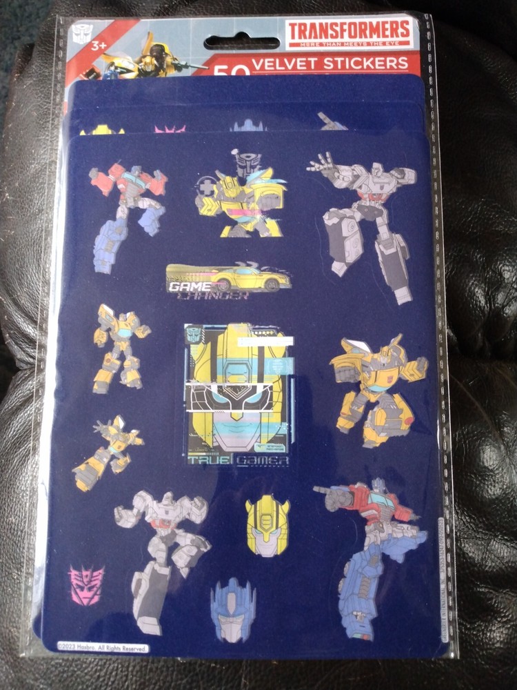 New Sealed 50 Ct Transformers Velvet Stickers Optimus Prime Bumblebee Hasbro