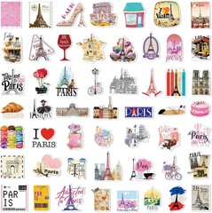 50 PCS Paris France Travel World Stickers Vintage Eiffel Tower Landmark City