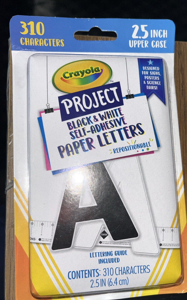 Crayola Black & White Self Adhesive Paper Letters-Repositionable Adhesive