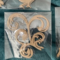 Lot of (7) Cardboard Accents/Embellishments, Scrolls, Birds, New