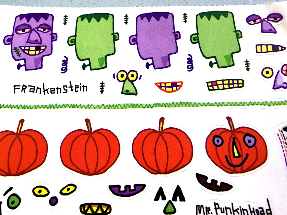 PSX Halloween Clear Stickers 2003 Frankenstein Witch Pumpkin NOS 6×12 SR6056