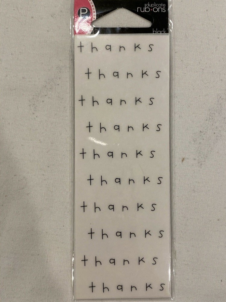 Pebbles Inc. Duplicate Rub-Ons ~ Black ~Thanks ~ Scrapbooking Crafts