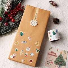 2 Rolls Cute Merry Christmas Cartoon Label Gift Box Series Stickers Decorations