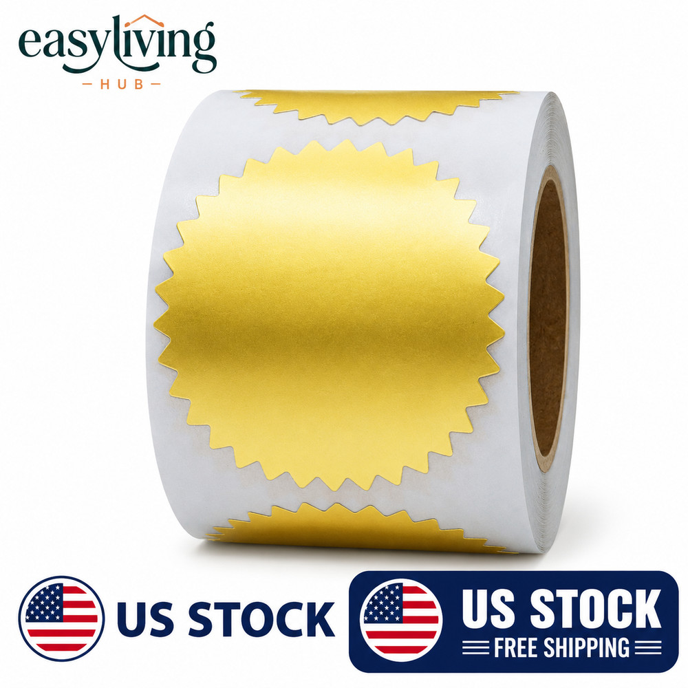 300Pcs Notary Seals 2 Inch Embossing Stickers Gold Metallic Certificate Se