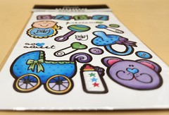 Keepsake Essentials BABY BOY Stickers Stroller, Rattle 2-Sheets Scrapbook, NEW