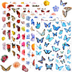 266 Pcs Scrapbook Stickers, Flower Butterfly Stickers Kit for Junk Journal, Bull