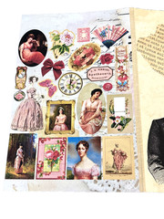 Vintage Collage Page Junk Journal Signature Cover Card Toppers Supply Scrapbook